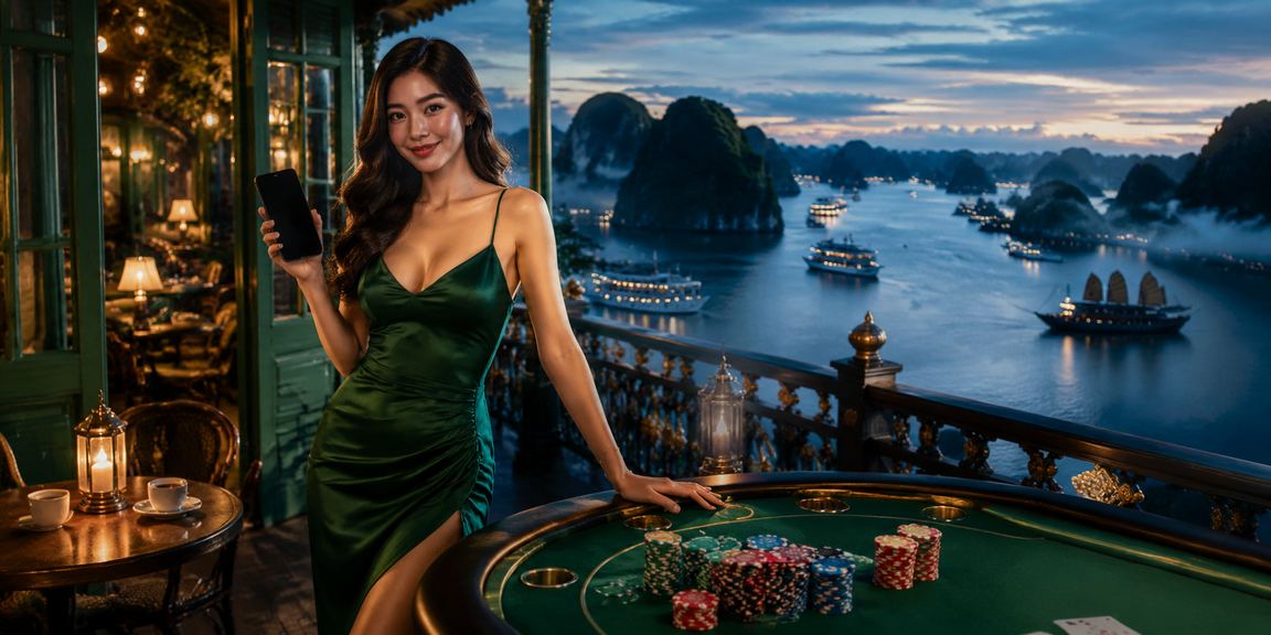 Người chơi thư giãn với cà phê và game bài tại vùng biển Hạ Long