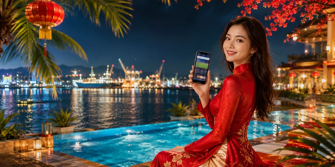 Người chơi tại Hải Phòng theo dõi cá cược thể thao trong trang phục áo dài